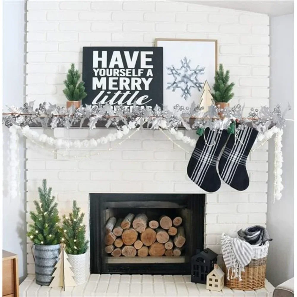 6FT Silver Berry Christmas Garland, Flexible Artificial Garland for Decoration